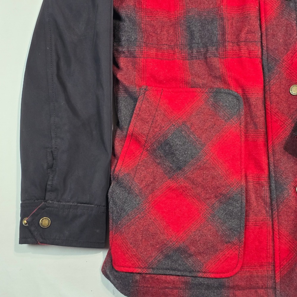Pendleton Womens Red Black Buffalo Plaid Wool Blend Hooded Parka Jacket‎ Large - Picture 9 of 16